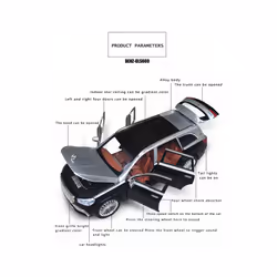 1:24 Benz Maybach Gls600 Alloy Car Model Sound And Light Pull Back Toy Car Suv Off-Road Vehicle Boy - Black with box