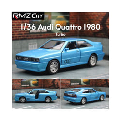 1/36 Audi Quattro Toy Car Model RMZ CiTY Miniature Free Wheel Pull Back Doors Openable Diecast Metal - Blue