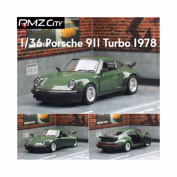 1/36 Porsche 911 Toy Car Model RMZ CiTY Miniature Racing Free Wheels Pull Back Diecast Metal Collection - green