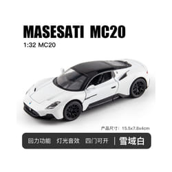 1:32 Maserati MC20 Sports Car Model Alloy Diecasts Metal Toy Vehicles Car Model Sound and Light Simulation - White No box
