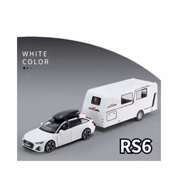 1/32 Trailer RV Truck Toy Model Car Alloy Diecast Off-road Vehicle Camper with Sound Light Toy Car Model - White RS6