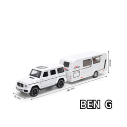 1/32 Trailer RV Truck Toy Model Car Alloy Diecast Off-road Vehicle Camper with Sound Light Toy Car Model - White Bens  G