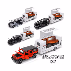 1/32 Trailer RV Truck Toy Model Car Alloy Diecast Off-road Vehicle Camper with Sound Light Toy Car Model - Black Cullinan