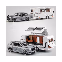 1/32 Trailer RV Truck Toy Model Car Alloy Diecast Off-road Vehicle Camper with Sound Light Toy Car Model - Black Cullinan
