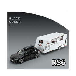 1/32 Trailer RV Truck Toy Model Car Alloy Diecast Off-road Vehicle Camper with Sound Light Toy Car Model - Black RS6