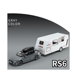 1/32 Trailer RV Truck Toy Model Car Alloy Diecast Off-road Vehicle Camper with Sound Light Toy Car Model - Gray RS6