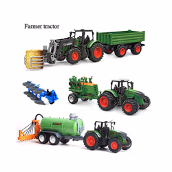 Farm Tractor with Trailer Inertia Toy Forklift Transport Truck Sprinkler Model Simulation Game Boy Kids - A