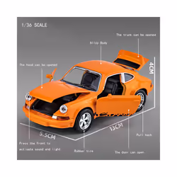 1:36 Classics Old Car Alloy Simulation Car Model With Sound And Light Metal Diecasts & Toy Vehicles - Orange