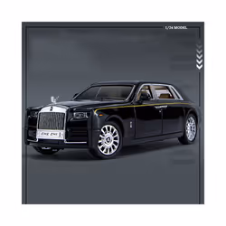 1/24 Rolls Royce Phantom Diecast Toy Cars Model Simulated Pull Back Limousine Zinc Alloy Metal Toy Car - Black