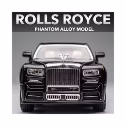 1/24 Rolls Royce Phantom Diecast Toy Cars Model Simulated Pull Back Limousine Zinc Alloy Metal Toy Car - Black