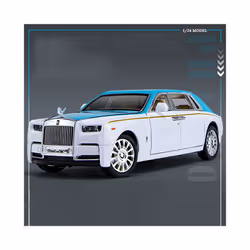 1/24 Rolls Royce Phantom Diecast Toy Cars Model Simulated Pull Back Limousine Zinc Alloy Metal Toy Car - Blue