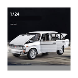 1/24 Scale LADA Toy Car Model Alloy Diecast 6 Doors Opened Pull Back Sound Light Scale Model Car Toys - White
