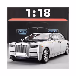 1:18 Rolls-Royce Phantom Model Car, Zinc Alloy Pull Back Toy Diecast Car with Sound and Light, Realistic - black With Box