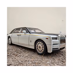 1:18 Rolls-Royce Phantom Model Car, Zinc Alloy Pull Back Toy Diecast Car with Sound and Light, Realistic - black With Box