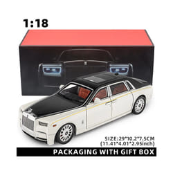 1:18 Rolls-Royce Phantom Model Car, Zinc Alloy Pull Back Toy Diecast Car with Sound and Light, Realistic - white With Box
