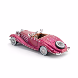 1/24 Scale 500K Vintage Car Model Toy Diecasts Alloy Sport Car Toys with Sound and Light Pull Back Vehicles - White