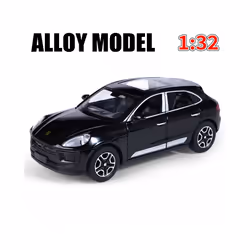 1/32 Macan T SUV Car Model Zinc Alloy Diecast Simulation Toy with Sound Light Pull Back Collecte Decorates - Black