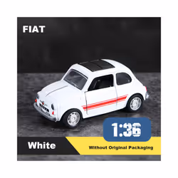 1:36 Alloy Vintage Diecast Car Model FIAT MINI Classic Pull Back Car Model Miniature Vehicle Replica - F-White