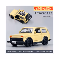1/36 Simulation Kids Lada Toy Car Model Pull Back Alloy Die Cast Vehicles Gifts For Boy Children - Yellow