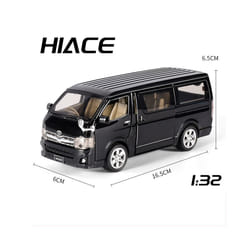 1/32 Scale Hiace MPV Zinc Alloy Car Model Toys Diecast Van Simulated Business Vehicles Light Sound Toys - Black