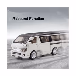 1/32 Scale Hiace MPV Zinc Alloy Car Model Toys Diecast Van Simulated Business Vehicles Light Sound Toys - Black