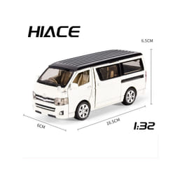1/32 Scale Hiace MPV Zinc Alloy Car Model Toys Diecast Van Simulated Business Vehicles Light Sound Toys - White
