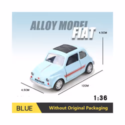 1:36 Alloy Vintage Diecast Car Model FIAT MINI Classic Pull Back Car Model Miniature Vehicle Replica - F-BLUE