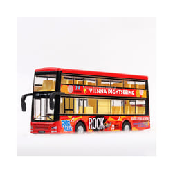 1/36 Toy Car Model Hong Kong Double-decker Bus Diecast Alloy Model Base Plastic Rubber Tire Door Can - Red