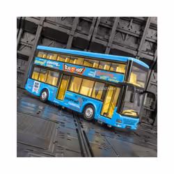 1/36 Toy Car Model Hong Kong Double-decker Bus Diecast Alloy Model Base Plastic Rubber Tire Door Can - Red