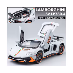 1:32 Lamborghini Aventador SVJ LP780-4 Super Sports Car Alloy Metal Diecast Model Car Sound & Light - grey