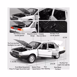 1/24 Alloy Diecast Santana Car Model Toy High Simulation Vehicle with Sound Light Pull Back Collection - Black