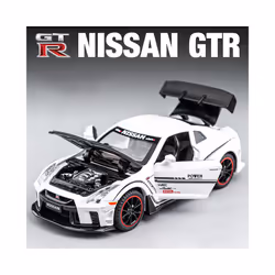 1:32 Nissan GTR R34 GT-R R35 Fast & Furious Alloy Car Model Sound and Light Pull Back Children's Toy - R35 White