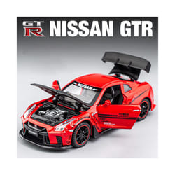 1:32 Nissan GTR R34 GT-R R35 Fast & Furious Alloy Car Model Sound and Light Pull Back Children's Toy - R35 Red