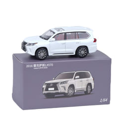 JKM 1/64 Model Car LX570 Alloy Diecast Classic Super Luxury Off-road Vehicle Toy Cars For Adults Collection - White