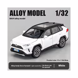 1:32 Toyota RAV4 Off Road SUV Alloy Metal Diecast Car Model Sound & Light Toy Collection Trendy Decorative - white