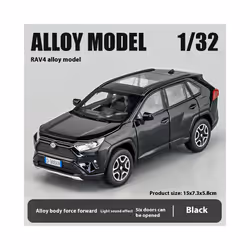 1:32 Toyota RAV4 Off Road SUV Alloy Metal Diecast Car Model Sound & Light Toy Collection Trendy Decorative - black