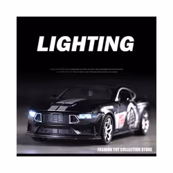 1: 32 Mustang GT500 Fast & Furious Alloy Car Model Diecasts Toy With Sound and Light Vehicles Decoration - Black-no box