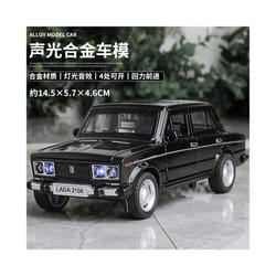 1:32 LADA 2106 Alloy Classic Car Model Diecast Metal Toy Sound and Light Pull Back Children Toy Miniature - black