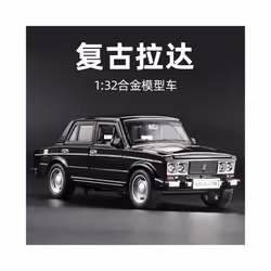 1:32 LADA 2106 Alloy Classic Car Model Diecast Metal Toy Sound and Light Pull Back Children Toy Miniature - black