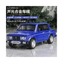 1:32 LADA 2106 Alloy Classic Car Model Diecast Metal Toy Sound and Light Pull Back Children Toy Miniature - blue