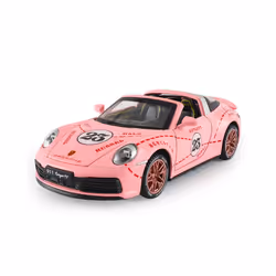1:32 Porsche 911 Targa 4S Supercar Alloy Car Model Diecasts Metal Toy Car Sound And Light Boy Kids Toy - Pink No box