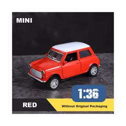 1:43 Alloy Vintage Diecast Car Model Classic Pull Back Car Model Miniature Vehicle Replica For Collection - MINI Red