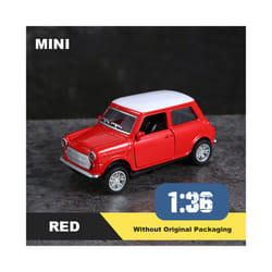 1:43 Alloy Vintage Diecast Car Model Classic Pull Back Car Model Miniature Vehicle Replica For Collection - MINI Red