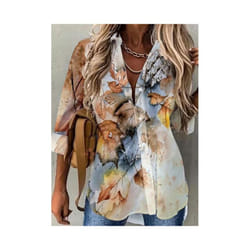 Fashion new shirt women temperament long-sleeved woman shirt casual loose top - Beige, XXL
