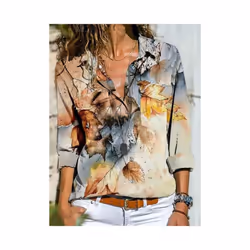 Fashion new shirt women temperament long-sleeved woman shirt casual loose top - Khaki, 5XL