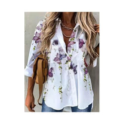 Fashion new shirt women temperament long-sleeved woman shirt casual loose top - PURPLE, M