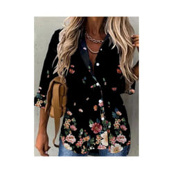 Fashion new shirt women temperament long-sleeved woman shirt casual loose top - black, XXL
