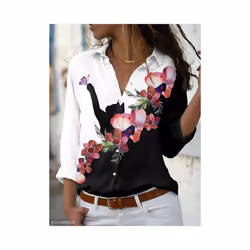 Fashion women shirt  casual long-sleeved shirt  women spring and autumn new women blouses - WHITE, L