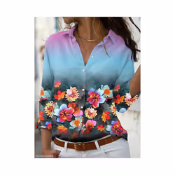 Fashion women shirt  casual long-sleeved shirt  women spring and autumn new women blouses - PURPLE, L