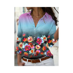 Fashion women shirt  casual long-sleeved shirt  women spring and autumn new women blouses - PURPLE, L